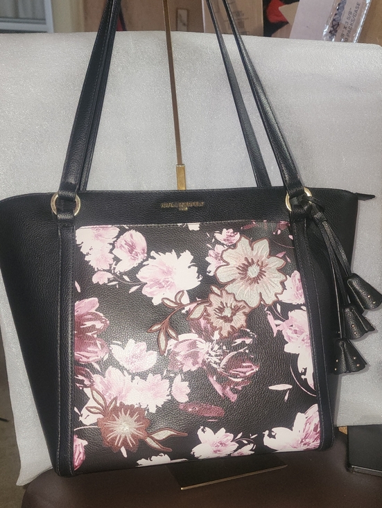 Karl Lagerfeld Handbags - Karl Lagerfeld Shoulder Bag with Floral Panel & Studded Floral Cups Hangtag Euc